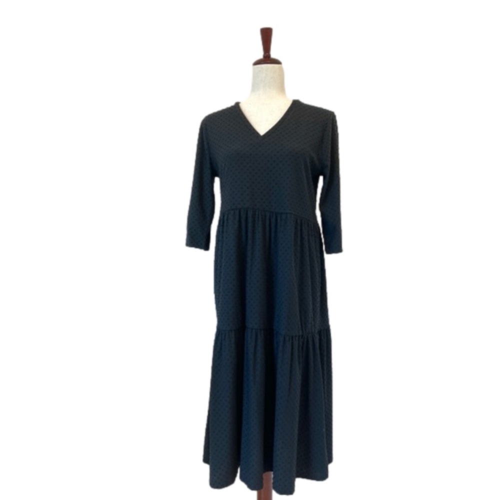 J. Crew Black Textured Midi Dress